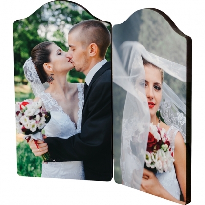Ж6 CL - Arch photo panel with hinges - left and right panel, HDF, White, Gloss , 73 x 133,4 mm (x2) x 6,35 mm