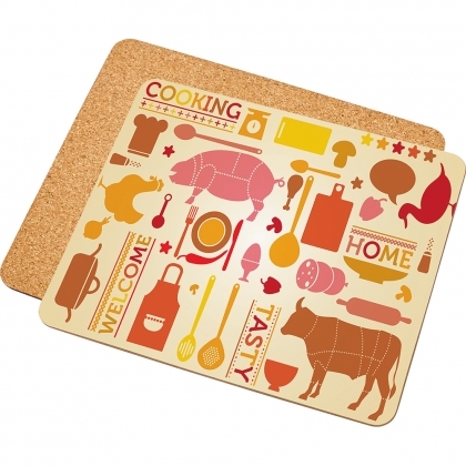 Mouse pad with cork backing, HDF+Cork, White, Gloss, 195 x 235 х 3.18 mm
