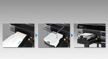 Epson SureColor SC-F3000 високопроизводителен принтер за директен печат върху светли и тъмни тениски с бяло мастило