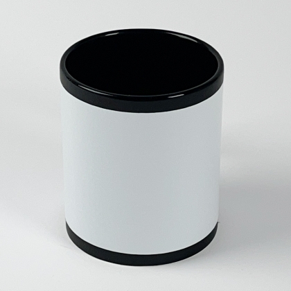 Сублимационна фото-чаша - черна с бяла рамка, 11oz