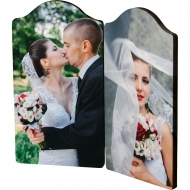Arch photo panel with hinges - left and right panel, HB, White, Gloss, 73 x 133.4 mm (x2) x 6.35 mm