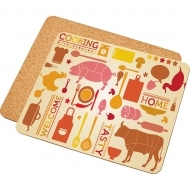 Place mat with cork backing, HDF+Cork, White, Gloss, 195 x 235 х 3.18 mm
