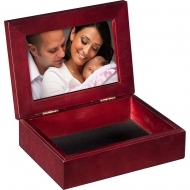 Mahogany box with insert, Wood/HDF, White, Gloss, with aluminum insert 127 x 177.8 x 1.14mm