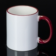 Sublimation mug 11 oz, colored rim and handle